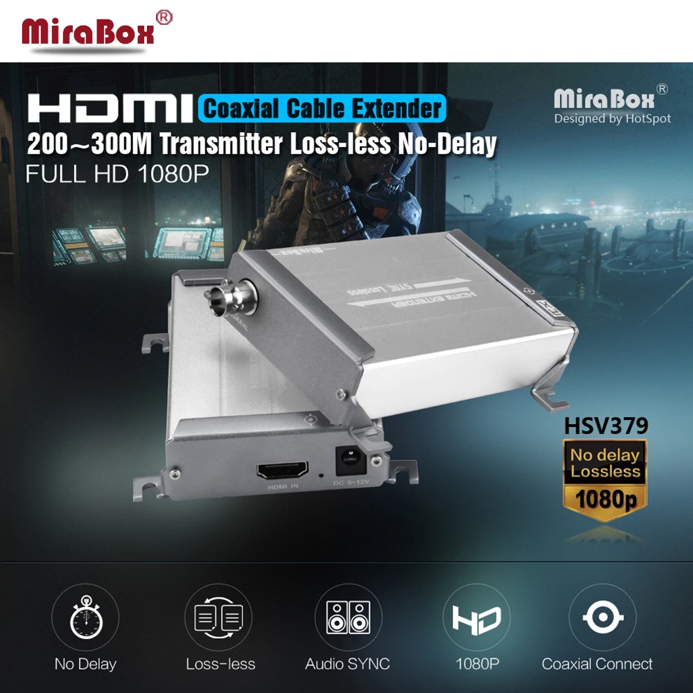 Коаксиальный удлинитель MiraBox HSV379 HDMI передача 200 м через Топ TNC поддержка
