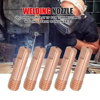 

20pcs/set MIG Welding Nozzle Contact Tips Gas Diffuser Connector Holder Welding Weld Torch Gas Nozzle Gold 0.8/1.0/1.2mm
