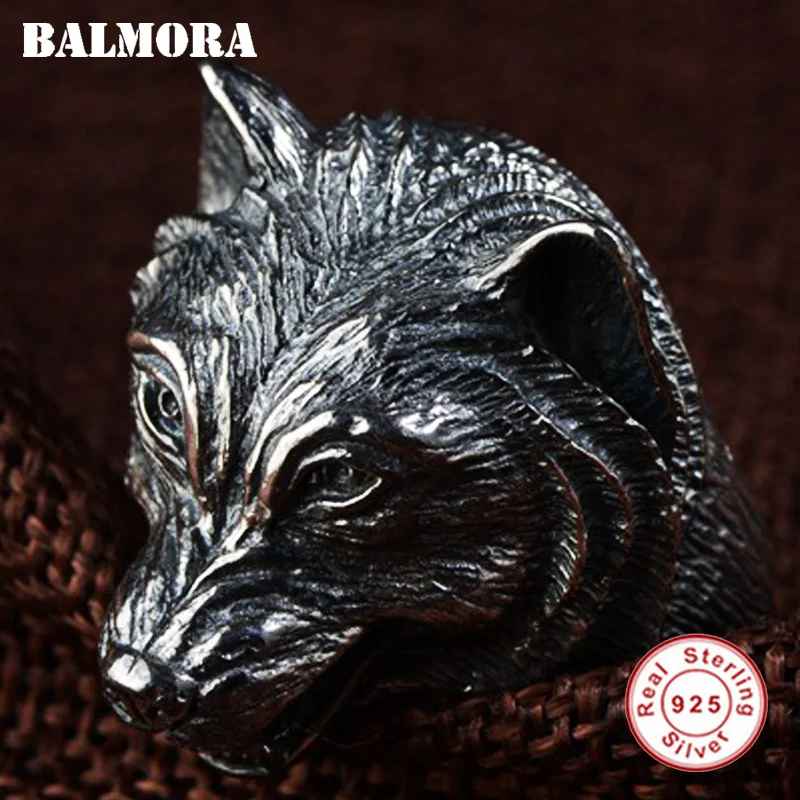 Мужские Открытые Кольца BALMORA из 100% настоящего 925 пробы с серебряной волчьей