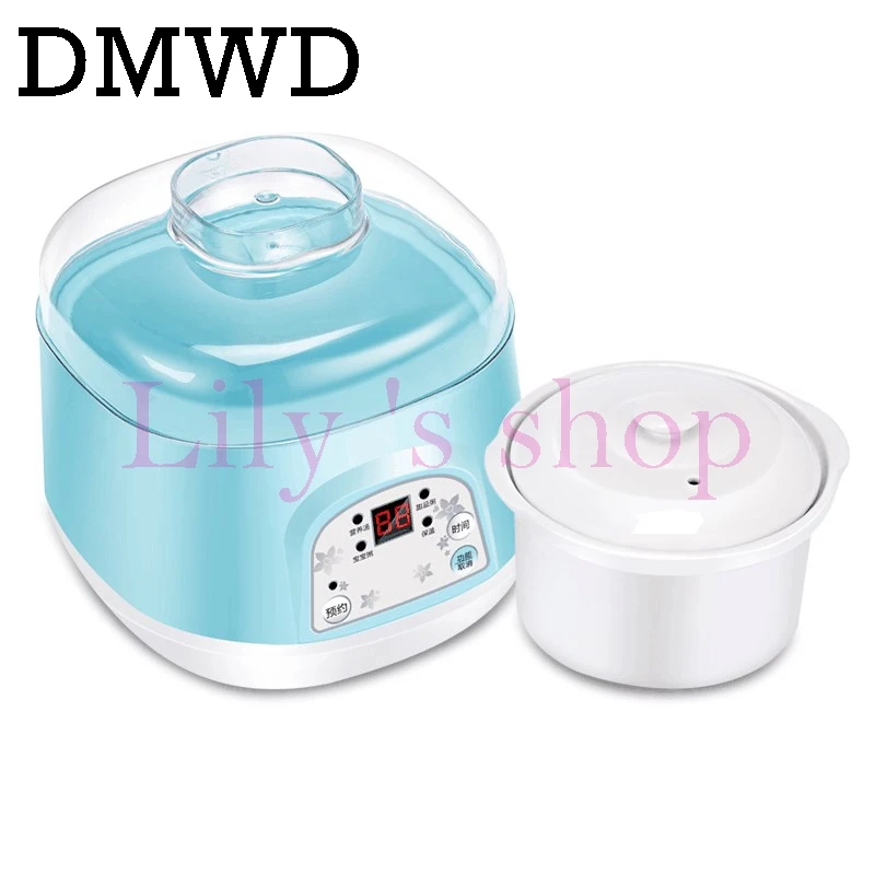 

DMWD Electric Intelligent Slow Cooker Mini Timer Water Heater Stewing Soup Porridge Cooking Pot Ceramic Baby Food Cooker 0.7L EU