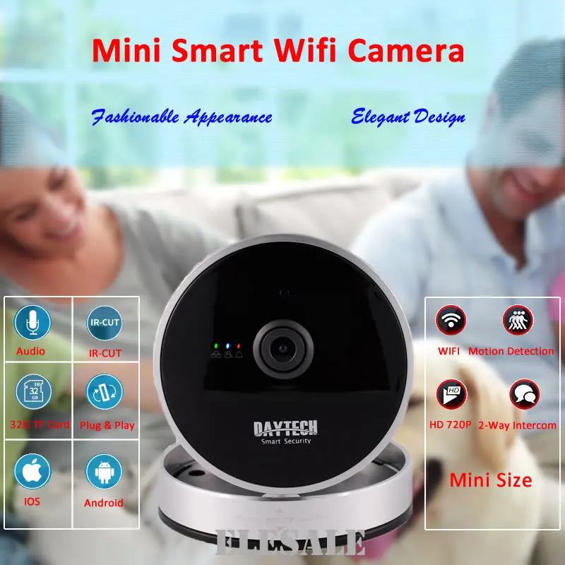 

Daytech Wireless Wifi HD IP Camera 720P Surveillance Camera Motion Detection Night Vision Two Way Audio P2P ONVIF DT-C8814