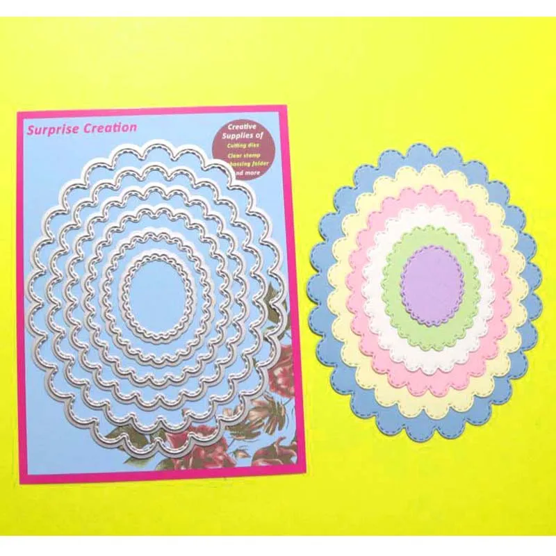 

Surprise Creation Cutting dies 6-Piece Oval Scrapbook Metal Nesting Dies DIY Craft Stencil