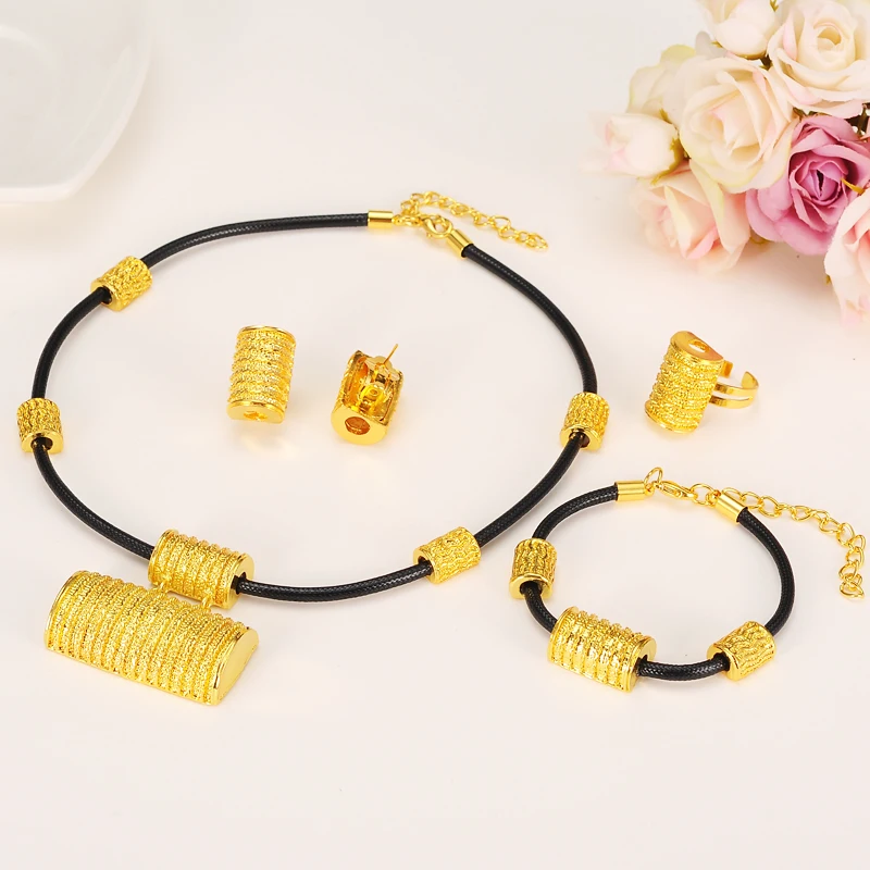 Gold-Color-New-Ethiopian-Jewelry-sets-soft-rope-for-Women-Africa-Fashion-bridal-Wedding-jewelry-sets