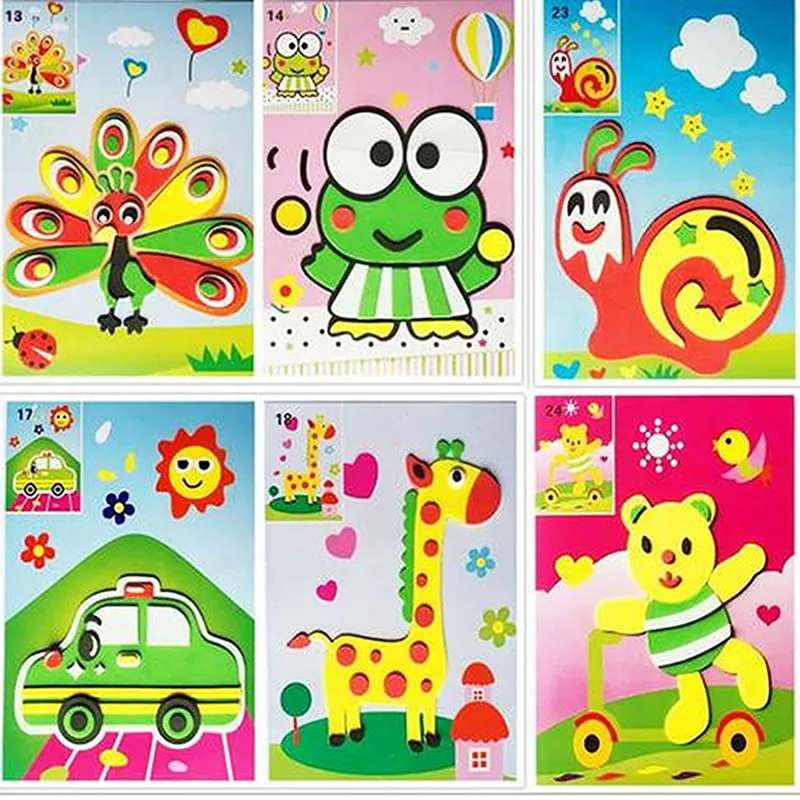 

DIY Handmade 3D Eva Foam Puzzle Sticker Coloring Book Painting Scratch Paper Sticker Drawing Template For KIds