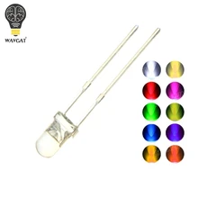 Kit de diodo 3mm led 3v 100 peças, conjunto de luz emissora quente branco verde vermelho azul amarelo laranja roxo uv rosa ultra brilhante 20ma