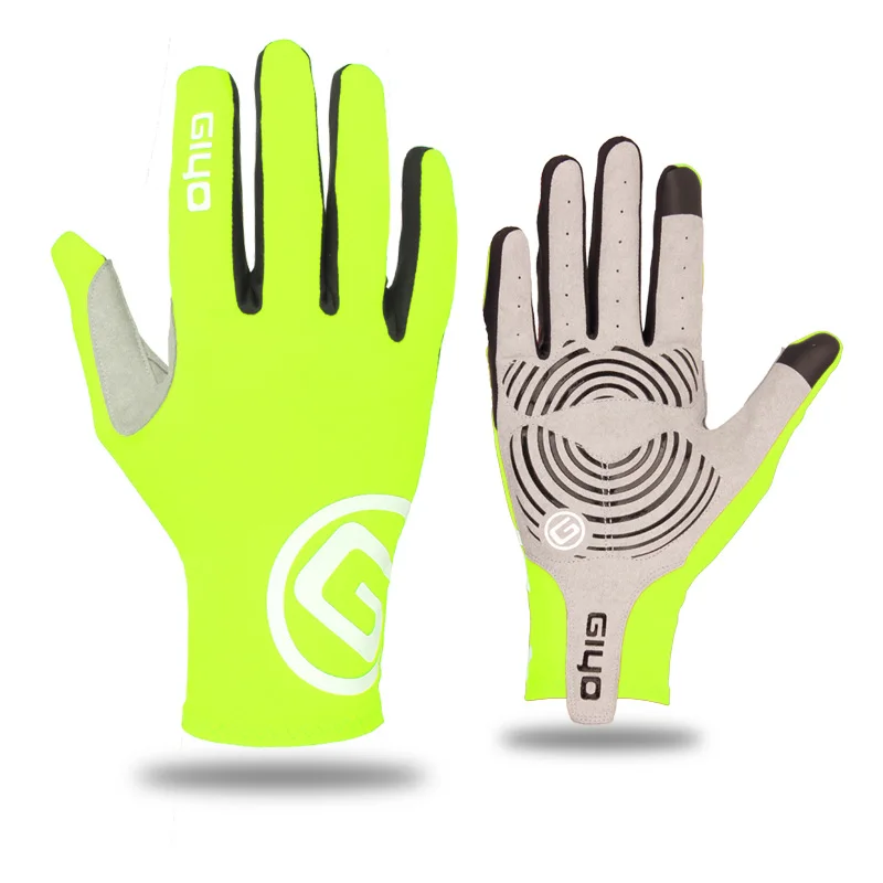 GIYO новые дышащие велосипедные перчатки с сенсорным экраном, противоскользящие гелевые накладки, перчатки для шоссейного велосипеда, ветрозащитные перчатки для горного велосипеда - Цвет: Green