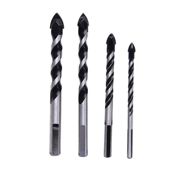 

4 Pcs Glass Ceramic Tile Drill Bits Set 6/8/10/12mm Head Porcelain Spear Head Marble Wall Triangle Core Drilling