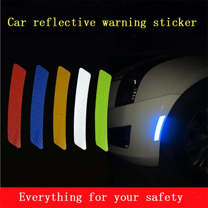 

2pcs car wheel eyebrow reflective warning stickers front bumper Collision avoidance motorcycle waterproof decorative stickers