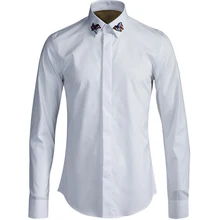 Осенний модный тренд абзаца ручной работы из бисера Изысканная Мужская рубашка с воротником рубашка с длинными рукавами