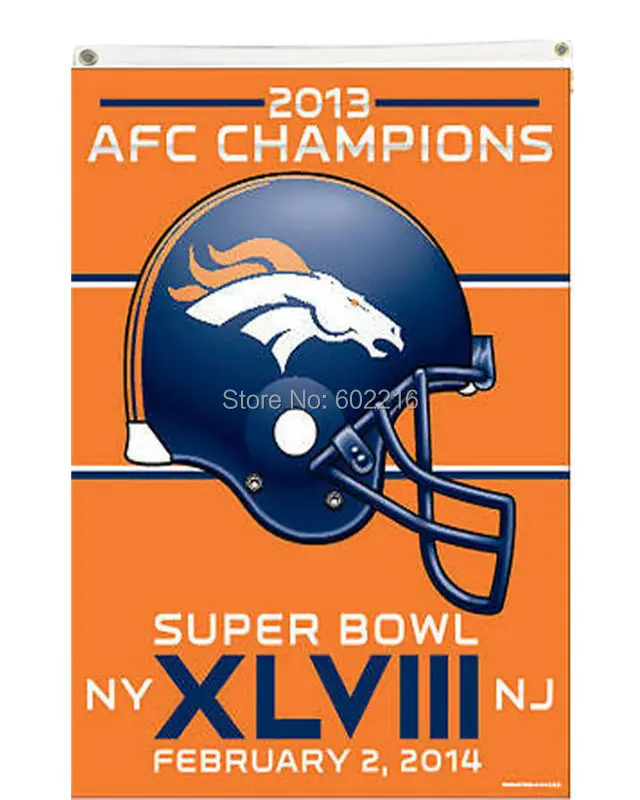 Денвер Бронкос Шлем чемпионов Super Bowl XLVIII Оранжевый Флаг 3X5FT | Дом и сад