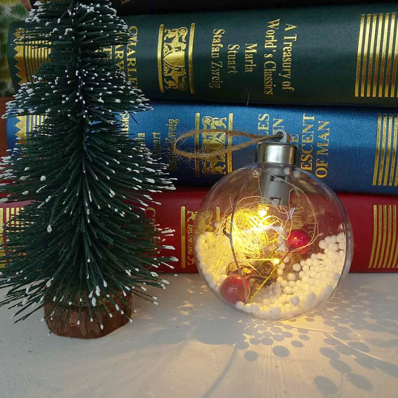 Творческий светодиодный прозрачные фары шар висит рождественские украшения дома сад рождественские украшения праздника Батарея включают