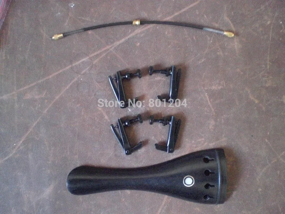 

1 PC EBONY Violin tail piece 4/4 with FULL BLACK Fine tuners and tail gut