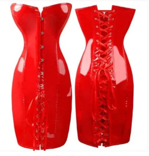 Сексуальный корсет в стиле стимпанк, для ночного клуба, выглядит мокрым виниловый пвх платье в готическом стиле для ночного клуба DS Искусственная кожа платья черный, красный Для женщин