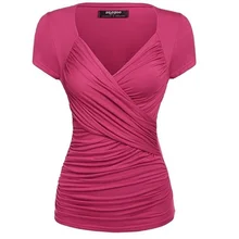 Zogaa 2018 Camiseta Mulheres Verão Soild Feminino T-shirt Casual Slim fit Manga Curta Camisas de T V Pescoço Encabeça Tee para As Mulheres Roupas