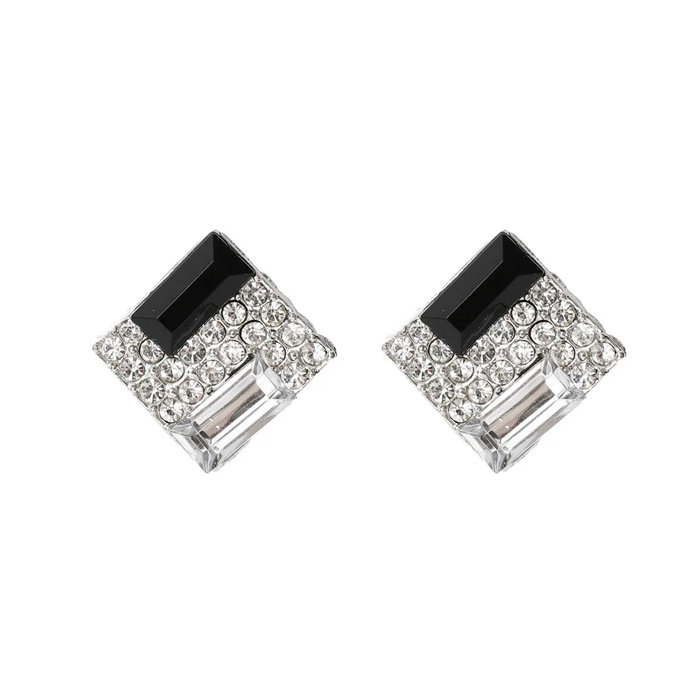 

Simple personality fashion jewelry noble temperament black and white square female ear nails for women earrings