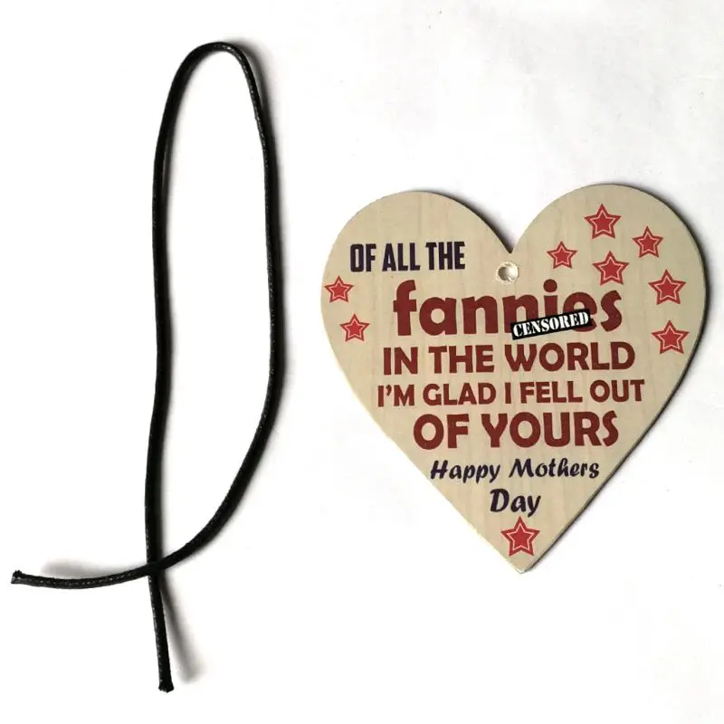 

Funny Rude Mothers Day Gifts Novelty Wooden Heart Love Hanging Pendant Plaque Sign Decor For Mum Daughter Son