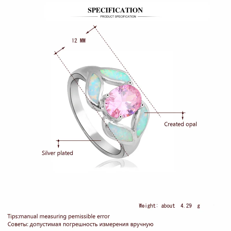 Rolilason очаровательный 925 серебро Белый огненный опал кольцо модное Стильное Юбилей подарок американские женские Кольцо OR736