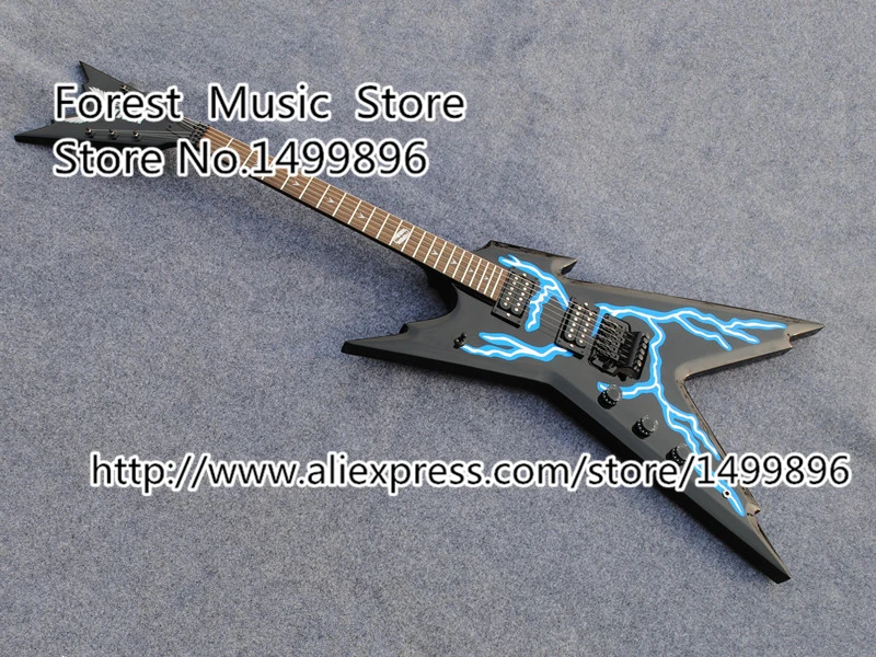 

Hot Selling Left Handed Dean Dimebag Razorback Electric Guitar China OEM Lightning Graphic Top Guitarra
