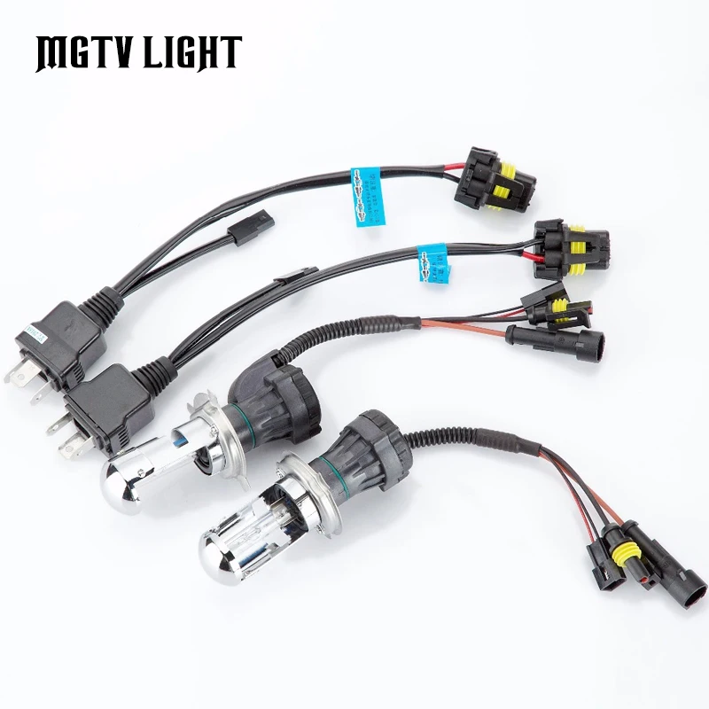 

MGTV LIGHT 35W 55W 2PCS H4 Bi Xenon HID Bulb With Control Line Relay Harness Controller Wires 3000K 4300K 6000K Car Headlight