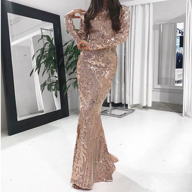 Robes Manches Géométrique Paillettes Robe Étage Longueur Fête Pleine Maxi De Or O Soirée Cou ybYf76gv