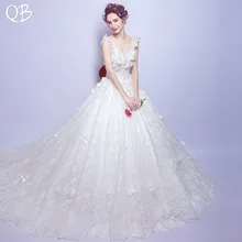 Бальное платье с v-образным вырезом, Тюлевое кружевное платье с цветочной аппликацией, роскошное официальное свадебное платье, новые модные свадебные платья, свадебные платья WE26