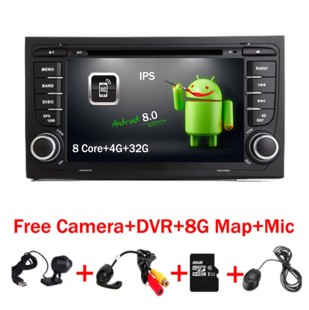 Автомобильный DVD плеер в наличии 7 &quot1024*600 HD 2 Din Android 8 0 для Audi A4 2002 2007 S4 RS4 8E 8F B9 B7 Wifi 4G