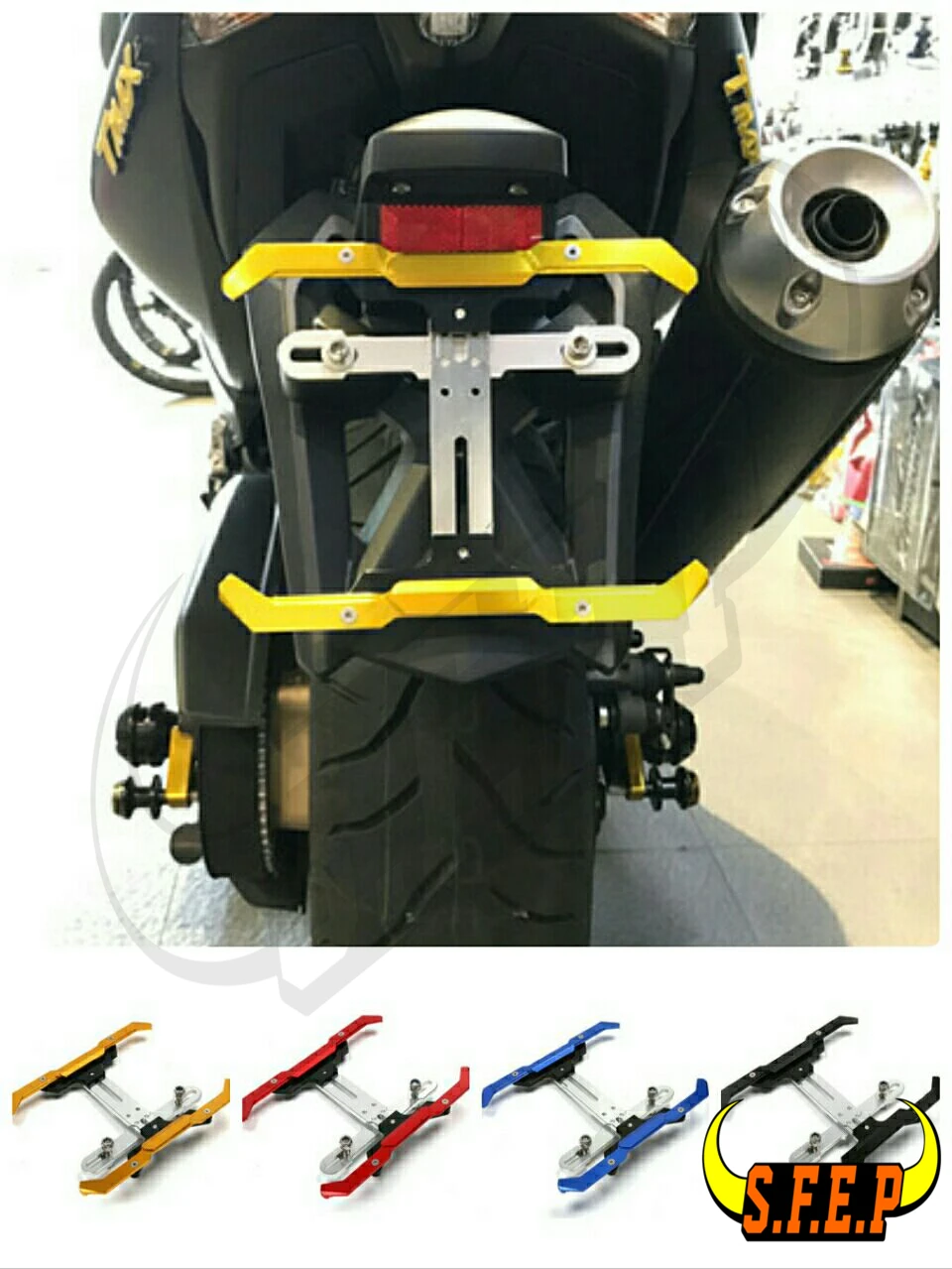Motorcycle License Number Plate Frame Holder Adjustable Bracket For