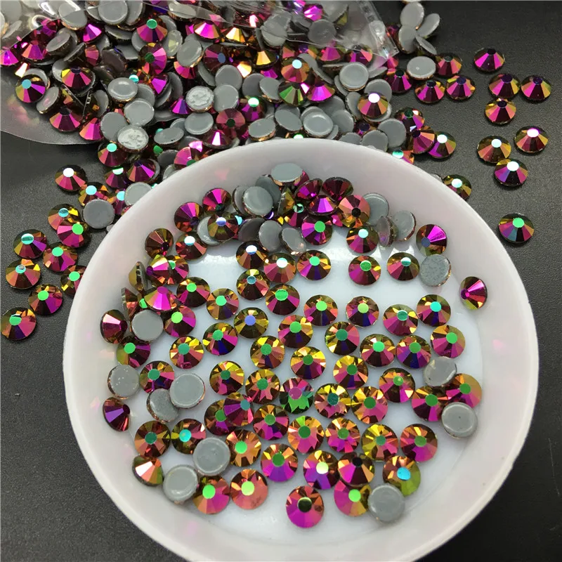 

AAAAA Top Quality Super Bling SS4~SS30 Rainbow Rose Gold Color Hot Fix Stone Beads Flatback Iron On Hotfix Strass Rhinestone