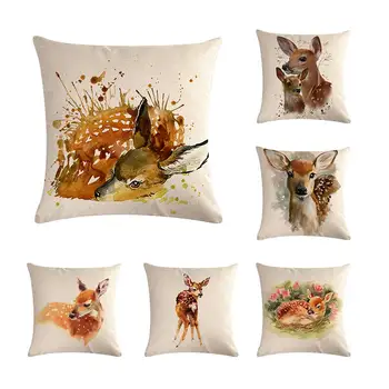 

Sika deer pattern by pillowcase, decorative pillowcase, sofa chair cover, pillowcase 45 * 45cm, home decoration
