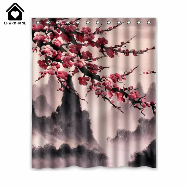 CHARMHOME вишня Сакура цветы, цветения душ Шторы полиэстер цветок ткань душ Шторы s для Ванная комната