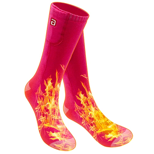 Холодные погодные носки с электрическим подогревом для хронически холодных ног, 2,4-3 в теплые носки с батареей в помещении и на улице теплые носки - Цвет: Pink
