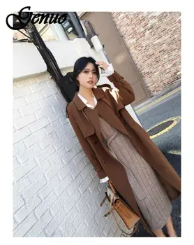 

Genuo 2020 New Spring Autumn Trench Women Hoodie Trench Coat Casual Oversize Long Basic Windbreaker loose plus size outwear