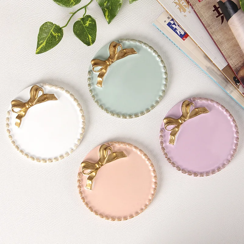 

Mini tray jewelry jewelry storage tray resin decoration home organizer cake plate cute dessert bow plate