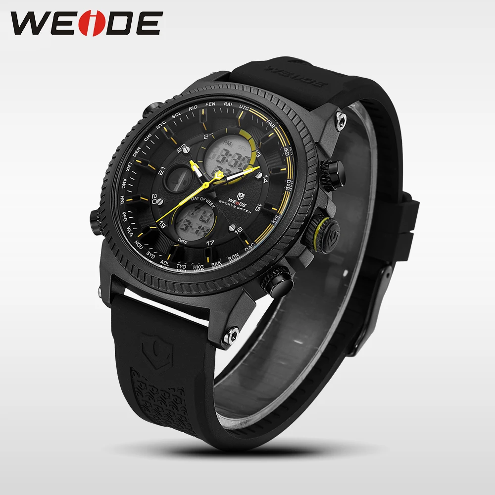 WEIDE Genuine luxury Brand Military sport Digital Male Watch Automatic LCD watches silicon watch quartz Analog Waterproof  Clock