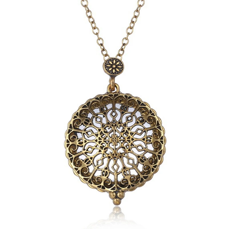 Retro Antique Statement Necklace Shellhard Crystal Cat Magnifying Glass Pendant Long Chain Necklace Fashion Jewelry For Women