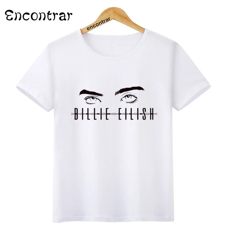 Детская футболка в стиле хип-хоп Billie Eilish Повседневная футболка Летняя футболка с короткими рукавами и круглым вырезом для мальчиков и девочек футболка высокого качества Топ ooo4545