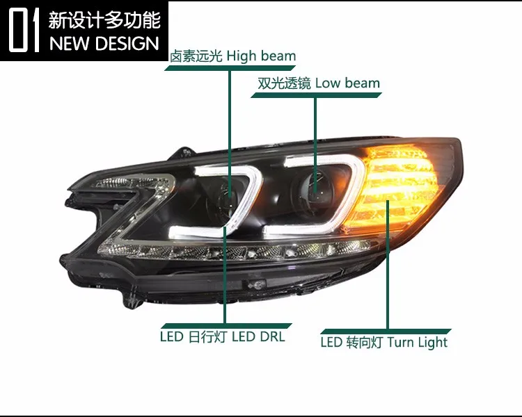 KOWELL автомобильный Стайлинг для Honda CRV Headlights светодиодные фары 2012- головная лампа двойной с ангельским глазом Led DRL передний свет Биксеноновые линзы