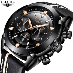 Relojes Hombre 2018 Новый LIGE мужские часы лучший бренд класса люкс Водонепроницаемый 24 часа дата Кварцевые часы мужские кожаные спортивные