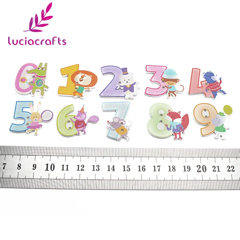 Lucia crafts 10 шт/50 шт 2,7-3 см 2 отверстия мультфильм Животные цифры пуговицы из натурального дерева пошив одежды «сделай сам» Аксессуары E0207