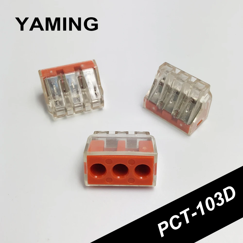 

PCT-103D Terminal Block Transparent Conductor 3P Wire Connectors 773-173 Universal Compact 2.5-6mm2 Junction Box (100PCS)