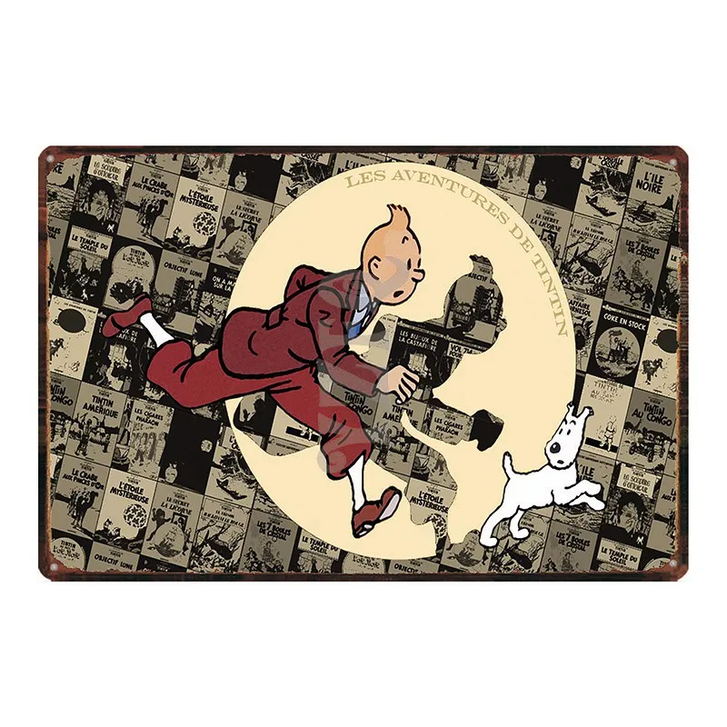 Tintin мультфильм жестяная вывеска металлическая пластина железная живопись детская комната настенный бар кофе домашнее искусство Ремесло Декор 30X20 см DU-2548 - Цвет: DU2525