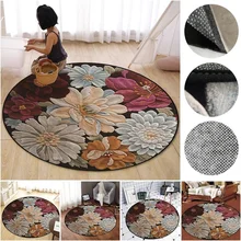 60/80/100/120 см Цветочный Круглый Спальня Гостиная кристалл бархат Обеденная коврик, напольный ковер дома Спальня мягкий удобный ковер