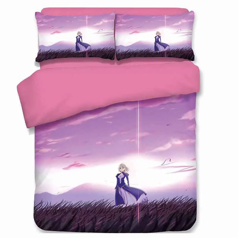 Fate/stay night 3D мультяшное постельное белье с аниме набор Arturia и Altria Double queen King Утешитель комплекты постельного белья Постельное белье Saber Fate - Цвет: 2