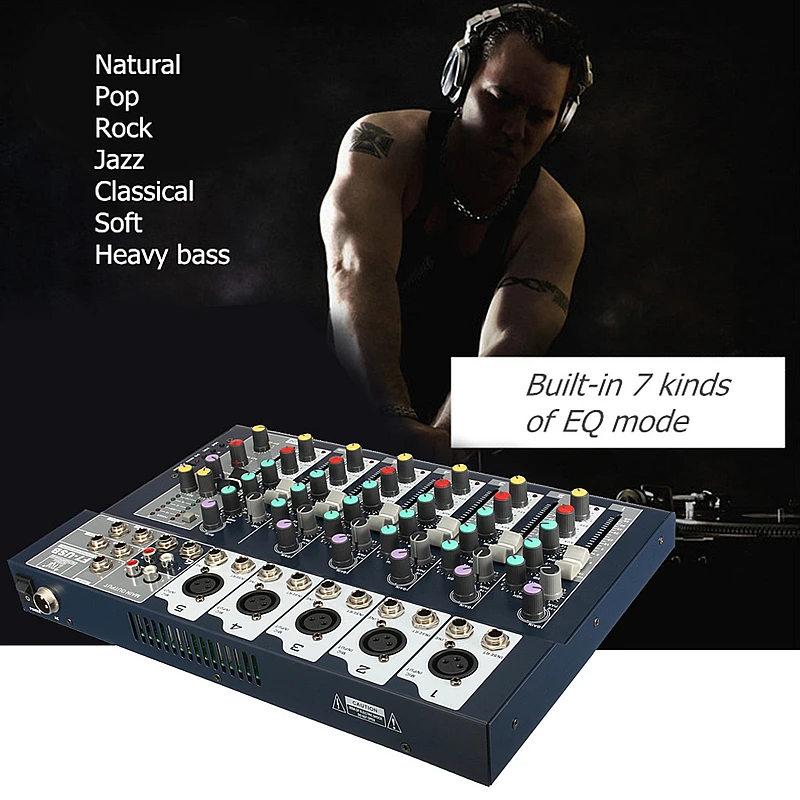 

Best Deal 7 Channel Professional Stage Live Studio Audio Mixer USB Mixing Console DJ KTV Show Percussion Instruments Parts