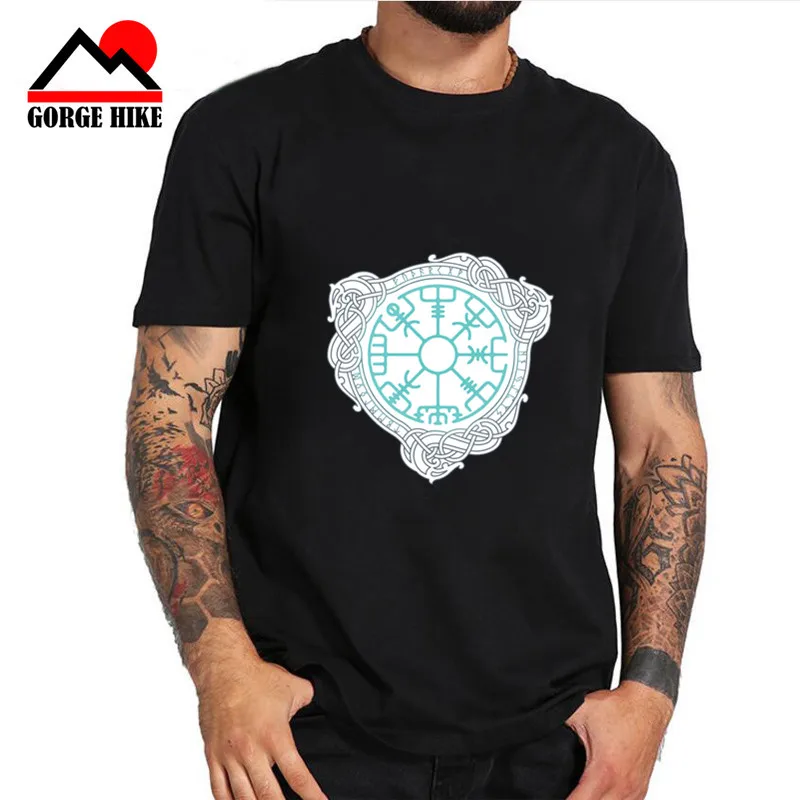 Забавные летние новые модные футболки VEGVISIR Old Norse Runes мужские с круглым вырезом и