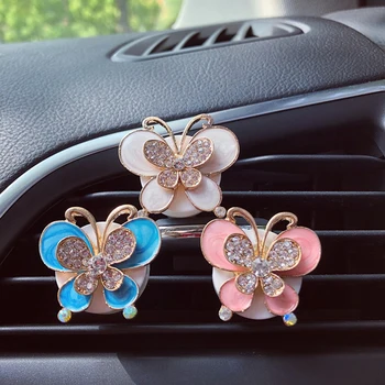 

Creative alloy inlaid diamond butterfly air conditioning out of the air mouth perfume CLIP car incense decoration CLIP jewelry