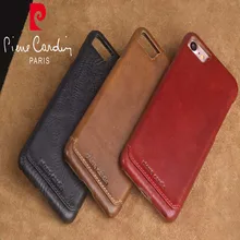Пьер кардин для iPhone 7/7 Plus из натуральной кожи Новое поступление Мода ультра тонкий задняя крышка Роскошный-коричневый