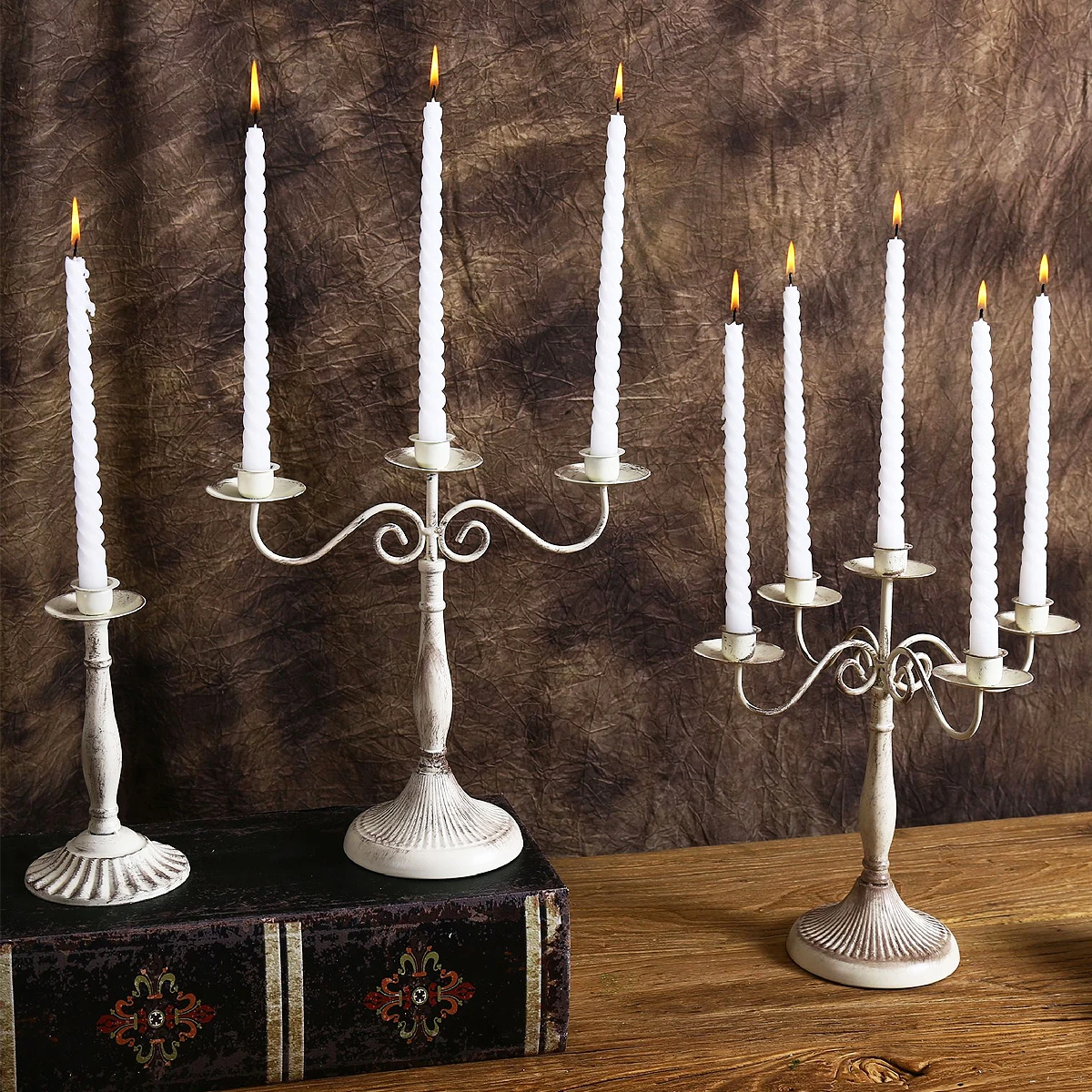 1/3/5 Heads Vintage Iron Candelabra Desktop Candle Holder Candlestick Home Dinning Table Wedding Decorations Gifts Antique 1/3/5 Heads Vintage Iron Candelabra Desktop Candle Holder Candlestick Home Dinning Table Wedding Decorations Gifts Antique