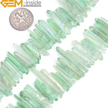 

4x27mm Dying Green Natural Quartz Stick Point Beads DIY Beads For Jewelry Making Strand 7.5 Inches Free Shipping