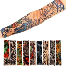 1pc Cool Multi Colors Superfine Fiber Elastic Fake Tattoo Sleeve Arm Stockings Temporary Tatoo Skins Sun Protective 2018 New Hot